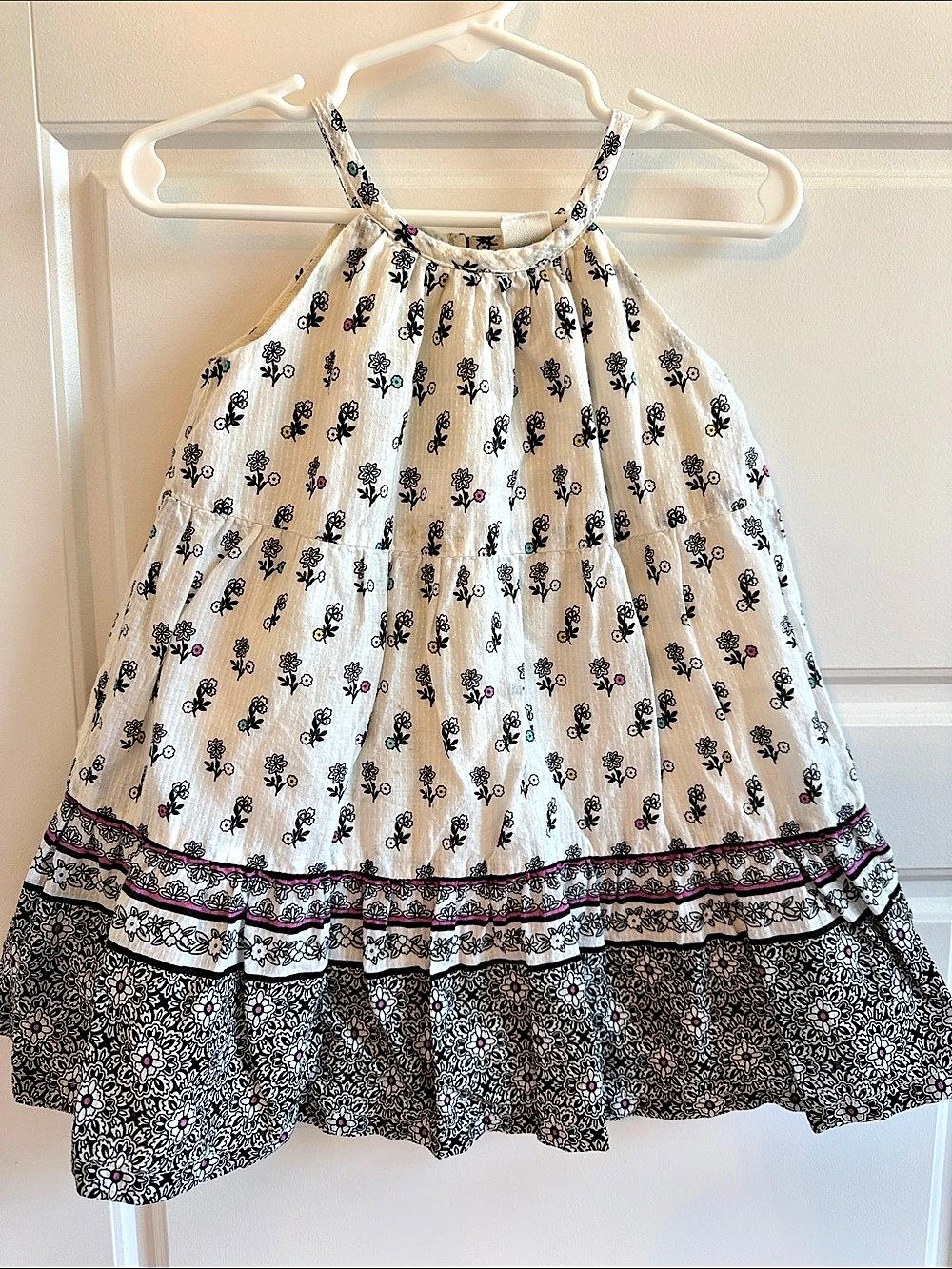 GAP Floral Sundress in White & Black Baby 12-18M Like New